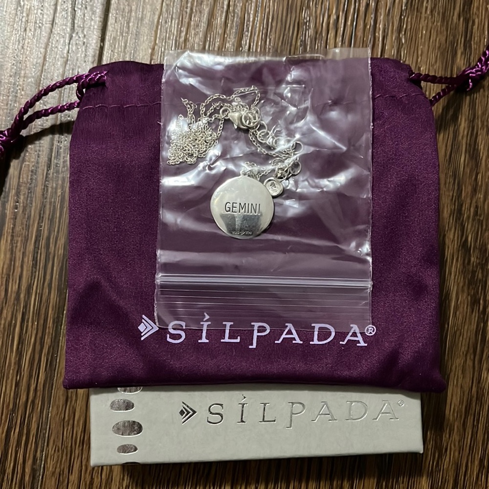 NWT silpada Gemini necklace with bag and box